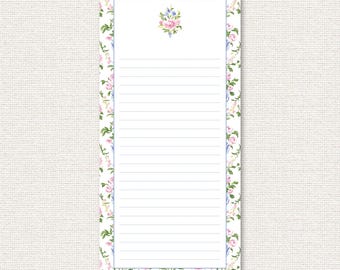 List Notepad – 4.25x9” Tear-Off Pad – 50 Pages – Luxe Paper – Grandmillennial Stationery – Gift for Her – Task Planner