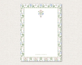 Personalized 5x7 Notepad – 50 Tear-Off Pages – Custom Stationery Gift – Luxe Paper – Grandmillennial Style – Teacher or Mom Gift Idea