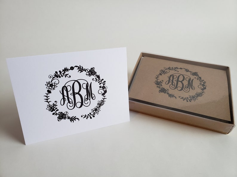 Teacher Gift Idea. Monogram stationery Personalized stationery Set of 12 monogram folded notecards Notecards