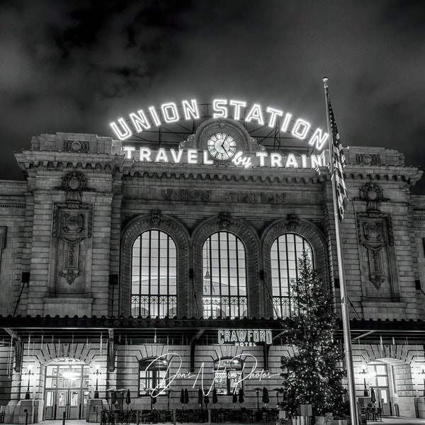 Union Station, Denver, Colorado. Canvas (black wrap), Kodak Glossy, Poster, Metal or Acrylic Print. FREE SHIPPING! #2154