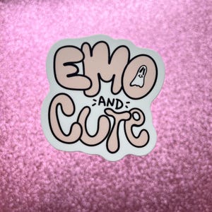 Emo and Cute Sticker, punk rock, pop punk music, Elder Emo, Ghost Sticker, Hand Illustrated