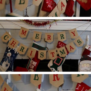 Merry Christmas Bunting Christmas Banner, Merry Banner, Christmas Family Photo Prop, Christmas Decoration, Holiday Banner, Holiday Decor