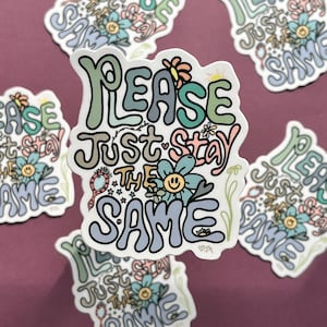 Hot Mulligan sticker of print &#39;Please Just Stay The Same&#39;, Princess Peach, 8 x 10 fotoprint, handgemaakte bandstickers