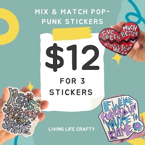 Poppunkbandstickers, hete mulligan, blink 182, de wonderjarenband, stickerset