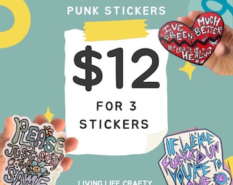 Pop punk band stickers, hot mulligan, blink 182, the wonder years band, sticker set