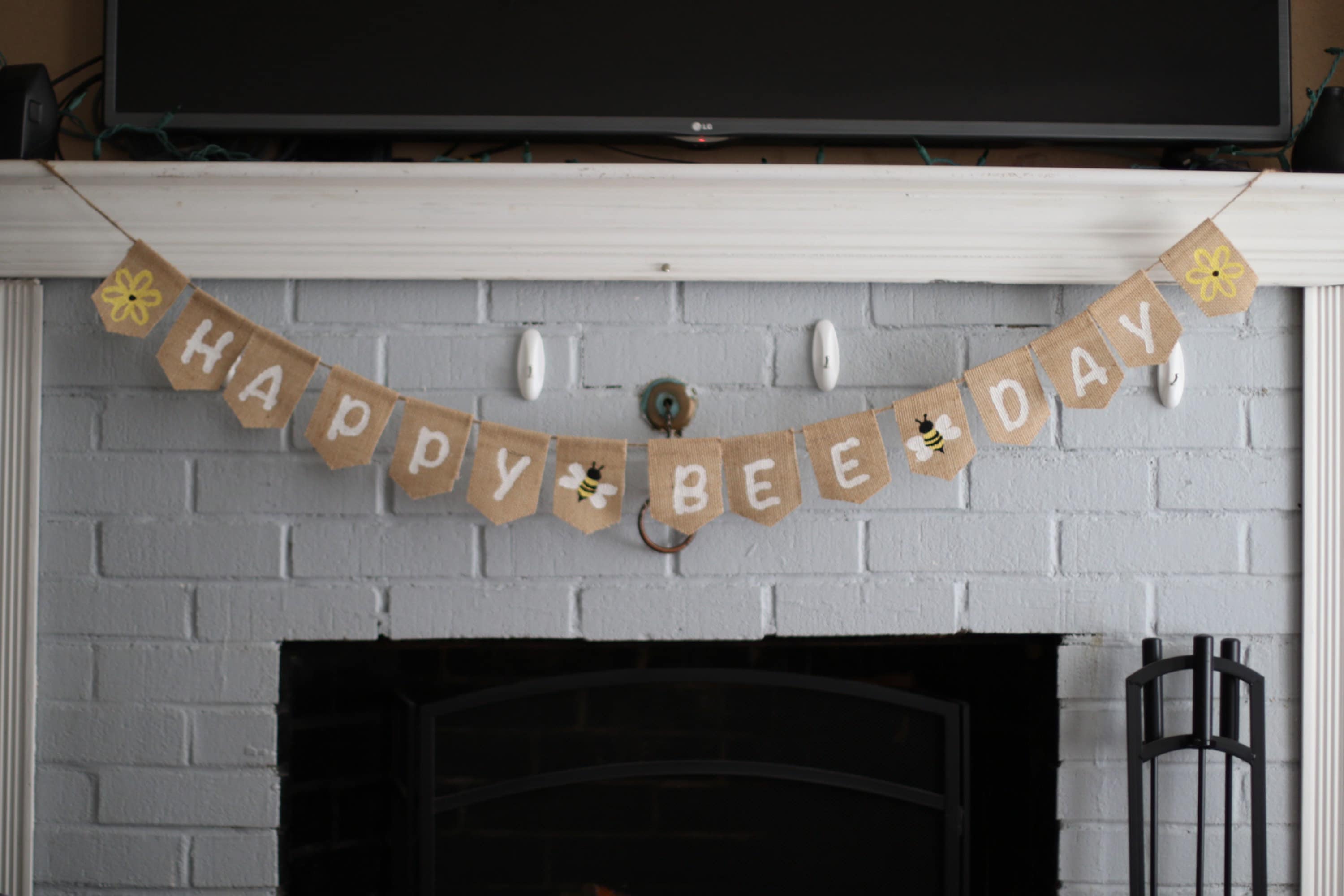 Happy Birthday Banner Bumble Bee Party Honey Bee themed party decorations Customized Banner Spring and Summer Garland