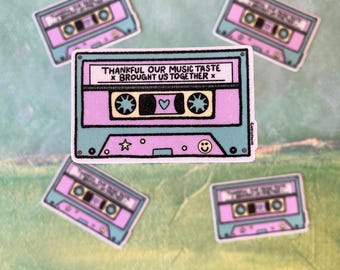 Pegatina de vinilo para casete de mixtape: regalo de amistad con la música