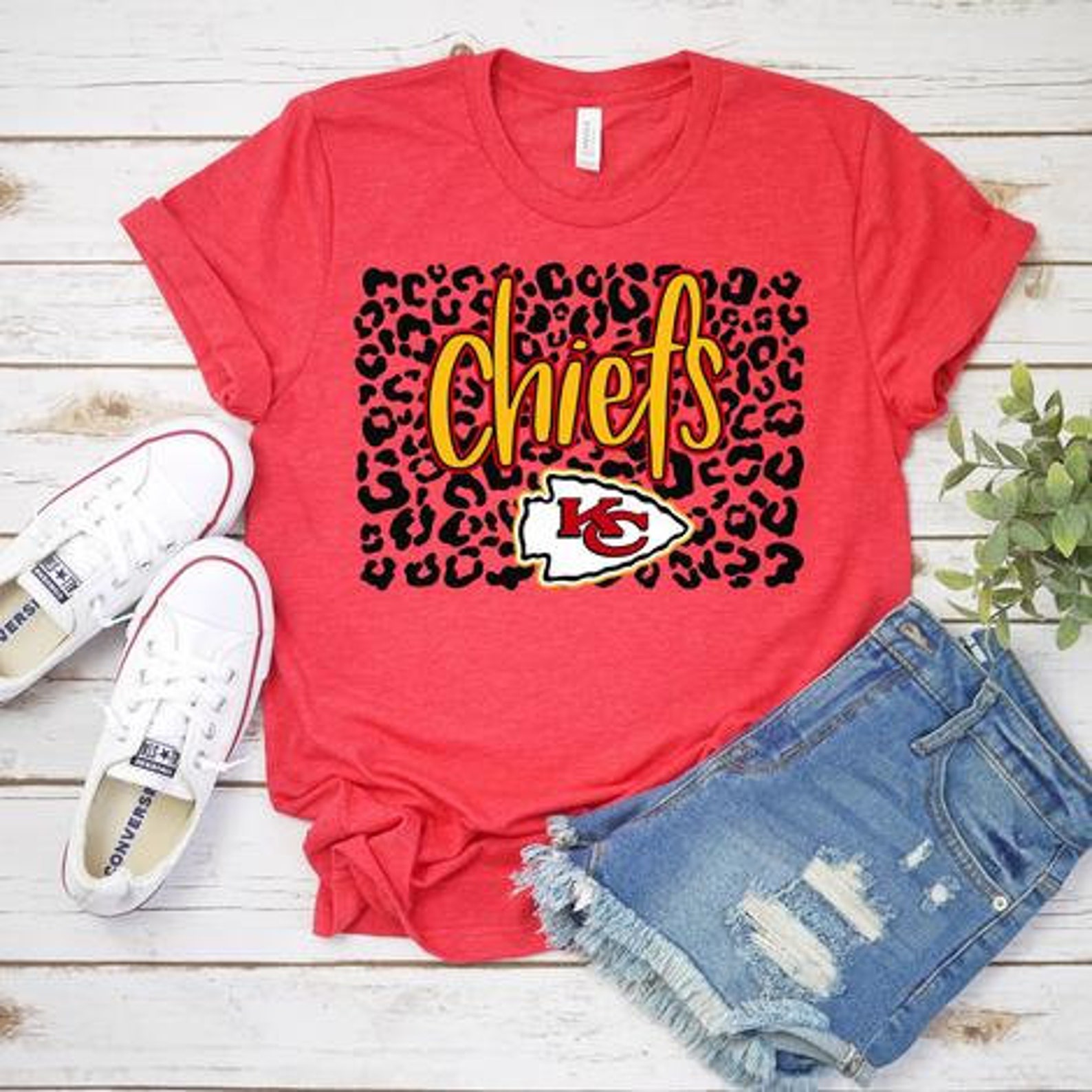 Kansas City Chiefs Tee Shirt with Leopard Etsy