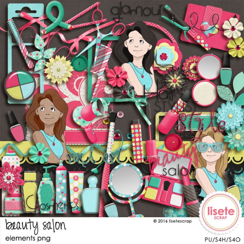 Beauty Salon Digital Scrapbook Elements Etsy