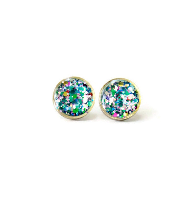 Glitter Stud Earring Colorful Earrings Sparkly Stud Etsy