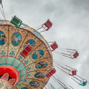 Jersey Shore Fine Art Photography Print, Point Pleasant Beach, Jenkinsons Amusement Park, Retro Color Swings, Boardwalk / Carnival Art