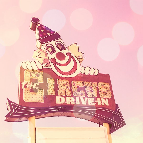 Pink Circus Drive-In Retro Restaurant Sign, Wall New Jersey, Nursery, Beach House Decor, Jersey Shore, Fine Art Photography Photo Print