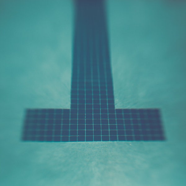 Fine Art Photography Pool Prints, Tile lane markings on bottom of pool, Swimming, Swimmer's Room, Retro Color Tone, Kids Bedroom