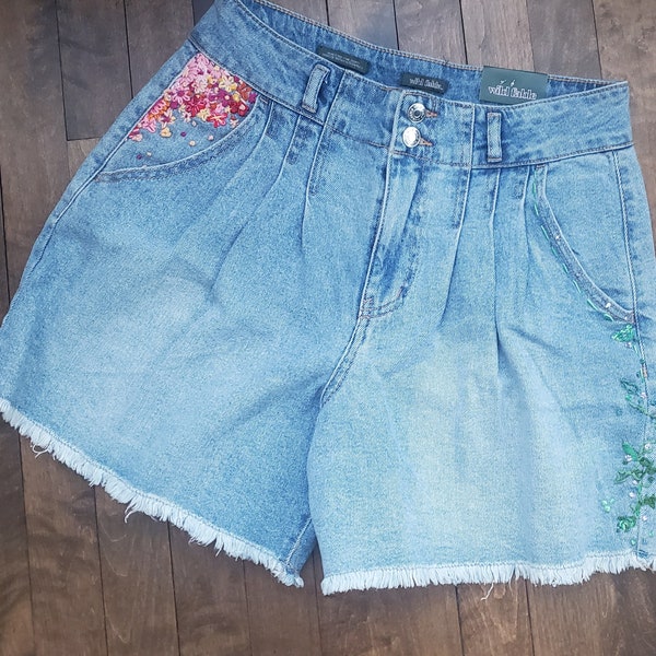 Hand Embroidered Floral Confetti Wild Fable Jean Shorts