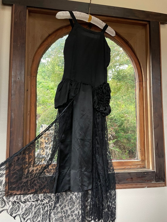 Antique 1920s Gown Robe De Style Silk Satin Lace … - image 2