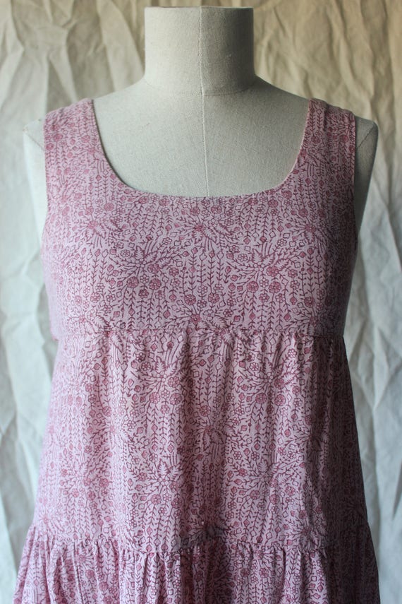 Vintage Indian Cotton Block Printed Maxi Dress //
