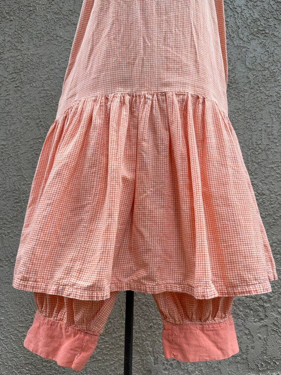 Antique 1920s Dress Bloomers Homespun Gingham Two… - image 10