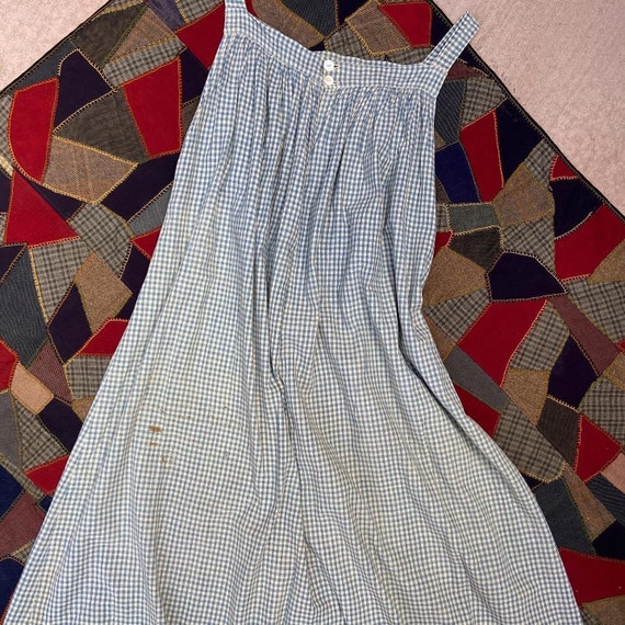 Antique Early Homespun Indigo Gingham Check Pinafo