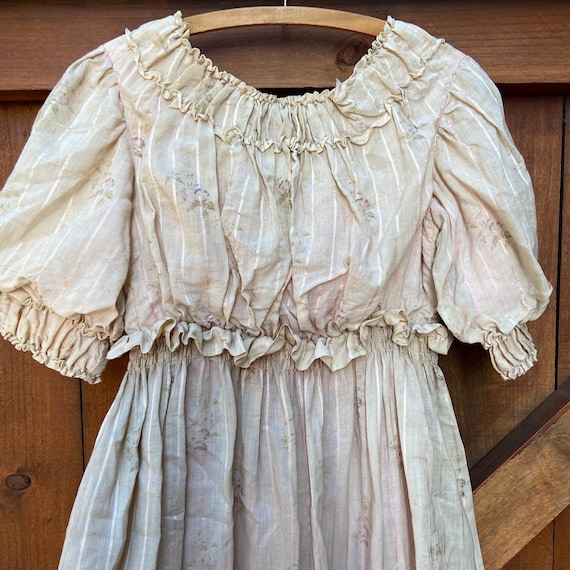 Antique Victorian 1860s Fine Printed Floral Muslin
