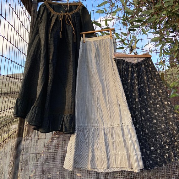 Antique Victorian Chambray Ticking Striped Selvedg