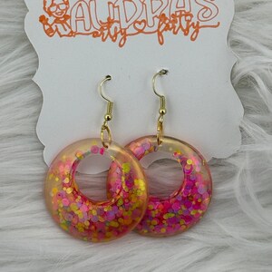 Dangle Earrings, Hippie Earrings, Boho Earrings, Resin earrings, retro earrings