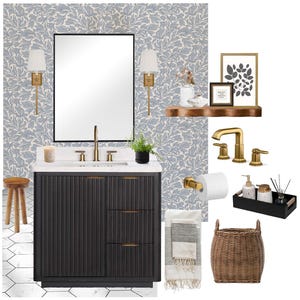 Diseño elegante, atemporal y PRE-HECHO para el baño de su hogar, enlaces de compra, descarga digital instantánea, diseño asequible