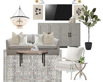 Diseño de interiores a medida / Servicio de diseño virtual / Diseño de salas de estar / Panel de inspiración personalizado y guía de compra interactiva