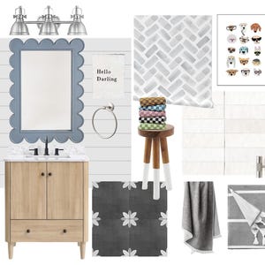 Diseño moderno y caprichoso PRE-HECHO para el baño de su hijo, enlaces de compra, descarga digital instantánea, diseño asequible