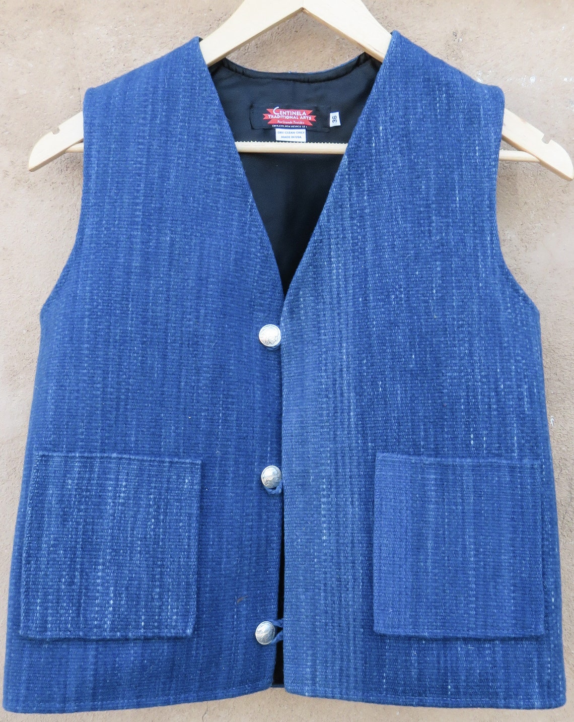 Fancy Chimayo style vest with natural indigo dye handwoven | Etsy