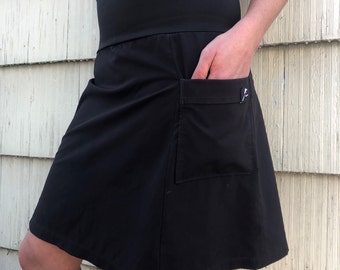 Activewear Hiking Skirts with yoga style waistband and side pockets - Black