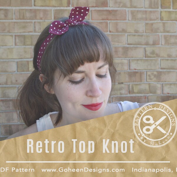 Retro Top Knot Headband Sewing Pattern PDF // Rosie the Riveter DIY headband // Retro Headband Pattern