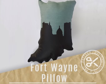 Easy Indiana Pillow Printable PDF Sewing Pattern with Fort Wayne Skyline // Fort Wayne Pillow Indiana Craft Pillow Pattern // Hoosier Gift