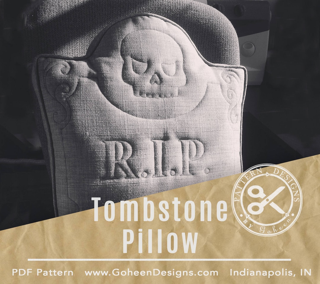 Tombstone Pillow PDF Sewing Pattern // Creepy Pillow Pdf Pattern // RIP
