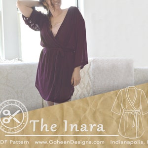 Robe Sewing Pattern for Women // The Inara // Robe Pattern // Kimono Women&#39;s Sewing Pattern // Pattern for a Robe Kimono