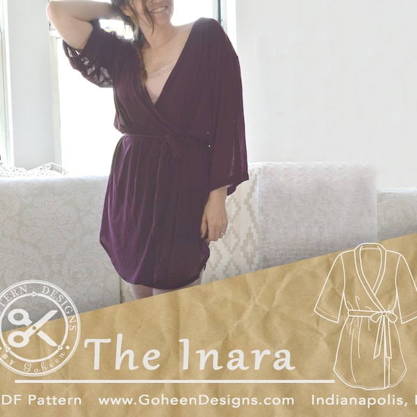 Robe Sewing Pattern for Women // The Inara // Robe Pattern // Kimono Women's Sewing Pattern // Pattern for a Robe Kimono