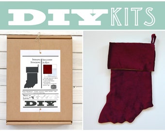 DIY Sewing Kit: Indiana Shaped Stocking // Make Your Own Indiana Stocking with a Craft Kit DIY // DIY Kits for kids // Indiana Craft