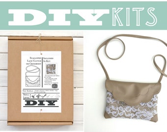 DIY Sewing Kit: Lace Bag // Clutch Sewing Pattern // DIY Crossbody // Purse Sewing Kit // Lace Clutch // Gifts for Sewists // Scalloped Bag