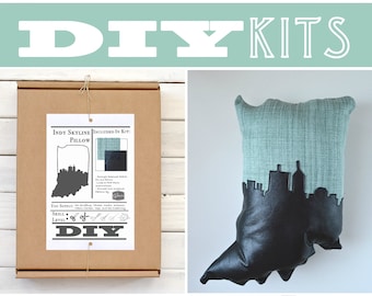 DIY Sewing Kit: Indiana Shaped Pillow with Indianapolis Skyline // Make Your Own Indiana Pillow with this Craft DIY Kit // Indiana Gift