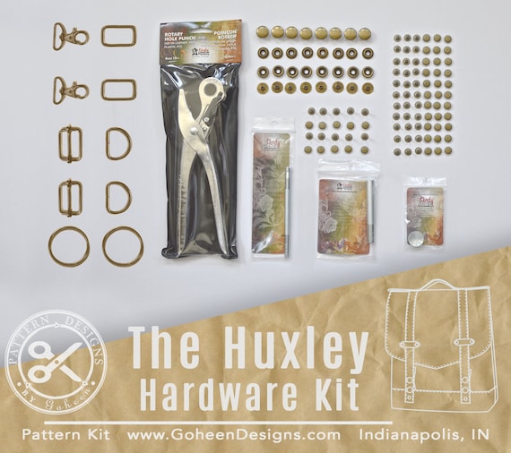 Huxley Bag Hardware Kit: Antique Brass, Nickel Plate - Rivets, Snaps, Rings