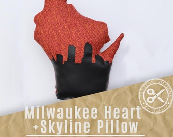 Wisconsin Pillow Pattern // Milwaukee Skyline Pillow Sewing Pattern // Bucks Pillow // DIY Wisconsin Craft // Beginner Sewing Pattern