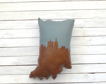 Indiana Decor // Indianapolis Skyline Silhouette Pillow // State Shaped Indiana Pillow // Indianapolis Gift // Indianapolis Pillow