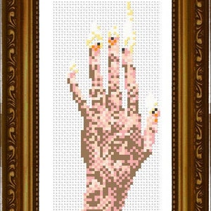 The Wicker Man, Hand of Glory, pixelstitch cross stitch PDF, Counted cross stitch chart, Art embroidery instant download.