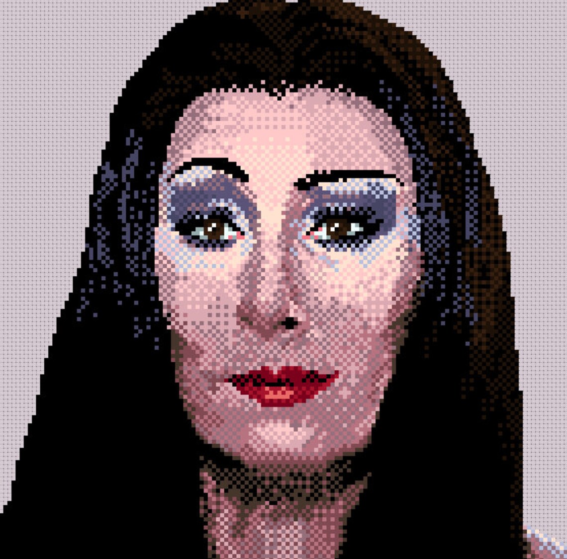 Addams Family Values 1993, Morticia Pastels , Pixelstitch Cross Stitch