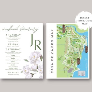 MODELLO / Itinerario della mappa del matrimonio di destinazione, Itinerario di nozze del fine settimana, Itinerario digitale personalizzato, Itinerario di viaggio moderno e minimalista
