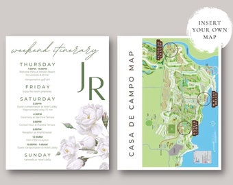 TEMPLATE | Destination Wedding Map Itinerary, Weekend Wedding Itinerary, Personalized Digital Itinerary , Travel Modern Minimalist Itinerary