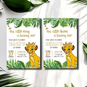 Invitación Rey León- Rey León Evite- Fiesta de Cumpleaños Rey León-Rey León Imprimible- Simba 4x6 Archivo Digital