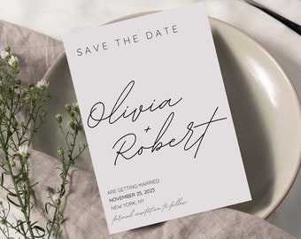 TEMPLATE |  Save The Date Template, Printable Save The Date Card, Save The Day Invite, Save Our Date Template, Boho Minimalist Wedding