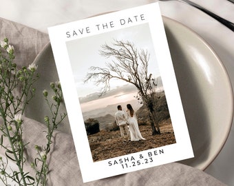 TEMPLATE | Photo Save The Date Template, Printable Save The Date Card Invite, Save Our Date Template, DIY Modern Minimalist Wedding