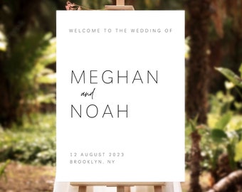 TEMPLATE | Modern Minimalist Wedding Sign Template, Welcome to the Wedding Ceremony Poster - Digital Wedding Reception Sign, Print