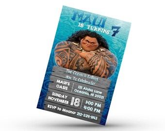 Maui Invitation- Moana's Maui Invitation- Moana Kids Birthday Party- Moana Maui Printable Invitation- Moana Invitation - 4x6 PDF PNG